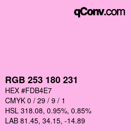 Color code: RGB 253 180 231 | qconv.com