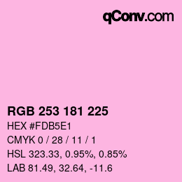 カラーコード: RGB 253 181 225 | qconv.com
