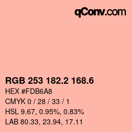 カラーコード: RGB 253 182.2 168.6 | qconv.com