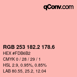 カラーコード: RGB 253 182.2 178.6 | qconv.com