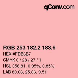 カラーコード: RGB 253 182.2 183.6 | qconv.com