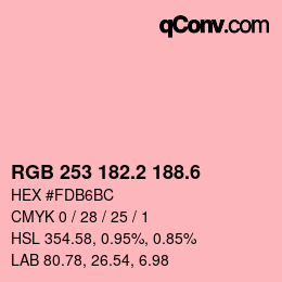 カラーコード: RGB 253 182.2 188.6 | qconv.com