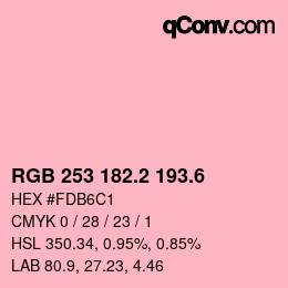カラーコード: RGB 253 182.2 193.6 | qconv.com