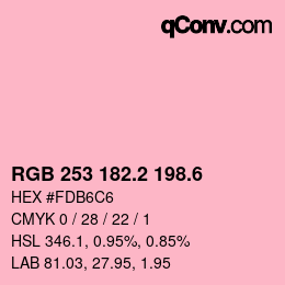 カラーコード: RGB 253 182.2 198.6 | qconv.com
