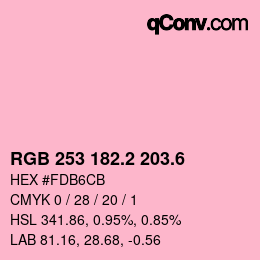 カラーコード: RGB 253 182.2 203.6 | qconv.com