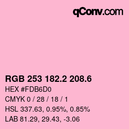 カラーコード: RGB 253 182.2 208.6 | qconv.com