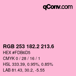 カラーコード: RGB 253 182.2 213.6 | qconv.com