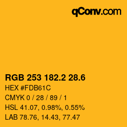 カラーコード: RGB 253 182.2 28.6 | qconv.com