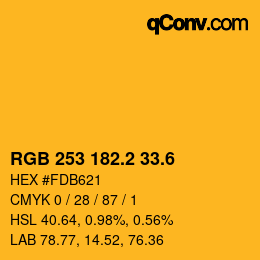 カラーコード: RGB 253 182.2 33.6 | qconv.com