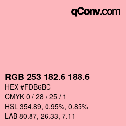 カラーコード: RGB 253 182.6 188.6 | qconv.com