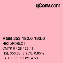 カラーコード: RGB 253 182.6 193.6 | qconv.com