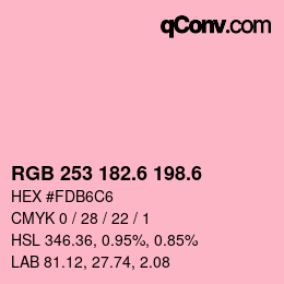 カラーコード: RGB 253 182.6 198.6 | qconv.com
