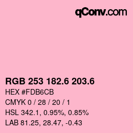 カラーコード: RGB 253 182.6 203.6 | qconv.com