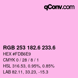 カラーコード: RGB 253 182.6 233.6 | qconv.com