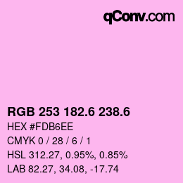 カラーコード: RGB 253 182.6 238.6 | qconv.com