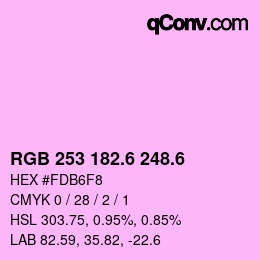 カラーコード: RGB 253 182.6 248.6 | qconv.com