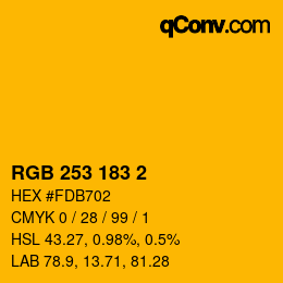 颜色代码: RGB 253 183 2 | qconv.com