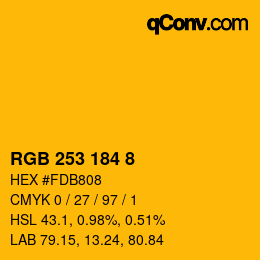 颜色代码: RGB 253 184 8 | qconv.com
