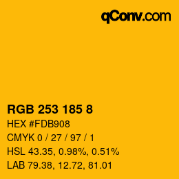 颜色代码: RGB 253 185 8 | qconv.com