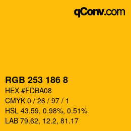 Color code: RGB 253 186 8 | qconv.com