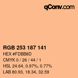 Color code: RGB 253 187 141 | qconv.com