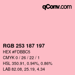 Color code: RGB 253 187 197 | qconv.com