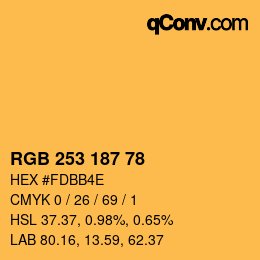 Color code: RGB 253 187 78 | qconv.com