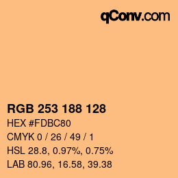 Color code: RGB 253 188 128 | qconv.com