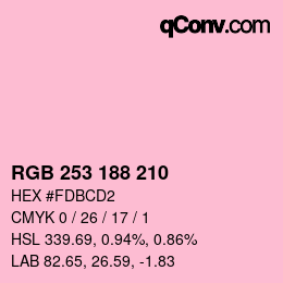 Color code: RGB 253 188 210 | qconv.com