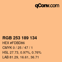 カラーコード: RGB 253 189 134 | qconv.com