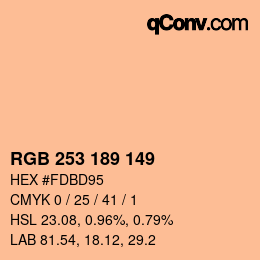 颜色代码: RGB 253 189 149 | qconv.com