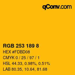 颜色代码: RGB 253 189 8 | qconv.com
