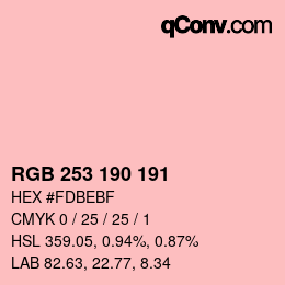 Color code: RGB 253 190 191 | qconv.com