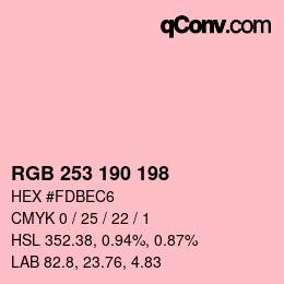 Color code: RGB 253 190 198 | qconv.com