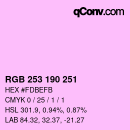 Color code: RGB 253 190 251 | qconv.com