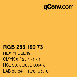 カラーコード: RGB 253 190 73 | qconv.com