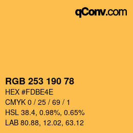 颜色代码: RGB 253 190 78 | qconv.com