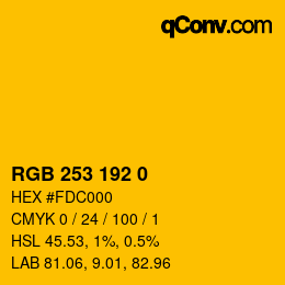 Color code: RGB 253 192 0 | qconv.com