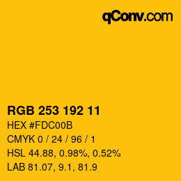 Color code: RGB 253 192 11 | qconv.com