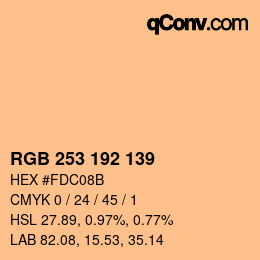 Color code: RGB 253 192 139 | qconv.com