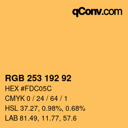 カラーコード: RGB 253 192 92 | qconv.com