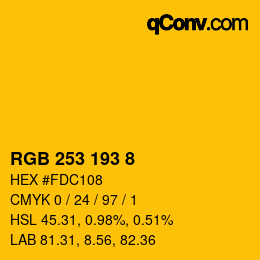 颜色代码: RGB 253 193 8 | qconv.com