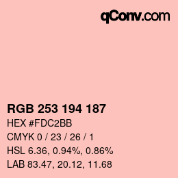 颜色代码: RGB 253 194 187 | qconv.com
