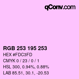 Color code: RGB 253 195 253 | qconv.com