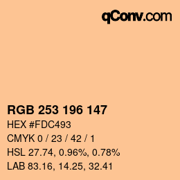 Color code: RGB 253 196 147 | qconv.com