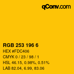 Color code: RGB 253 196 6 | qconv.com