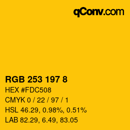颜色代码: RGB 253 197 8 | qconv.com