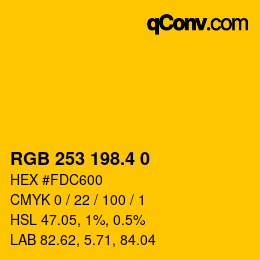 カラーコード: RGB 253 198.4 0 | qconv.com