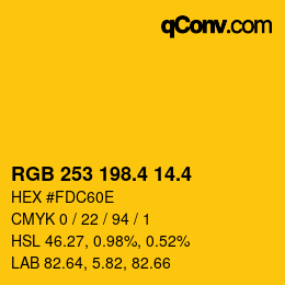 カラーコード: RGB 253 198.4 14.4 | qconv.com