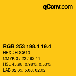 カラーコード: RGB 253 198.4 19.4 | qconv.com